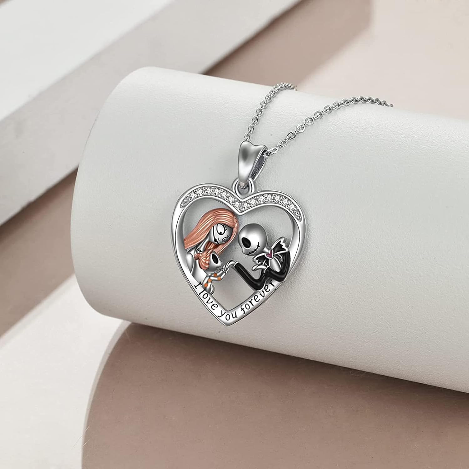 Nightmare Necklace Gifts Sterling Silver Jack Infinity Heart Family Pendant I Lo