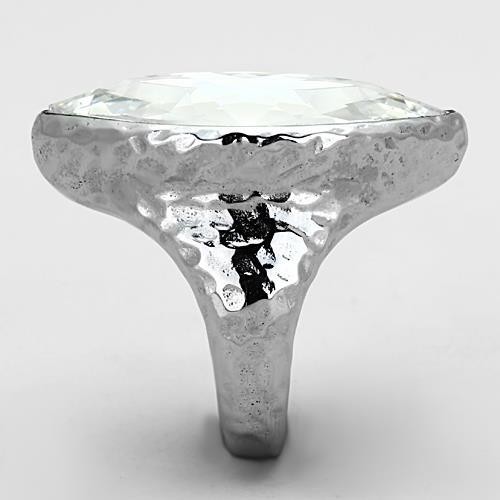 Women’s Ring, Clear Top Grade Crystal, Rhodium Plated, Stainless Steel