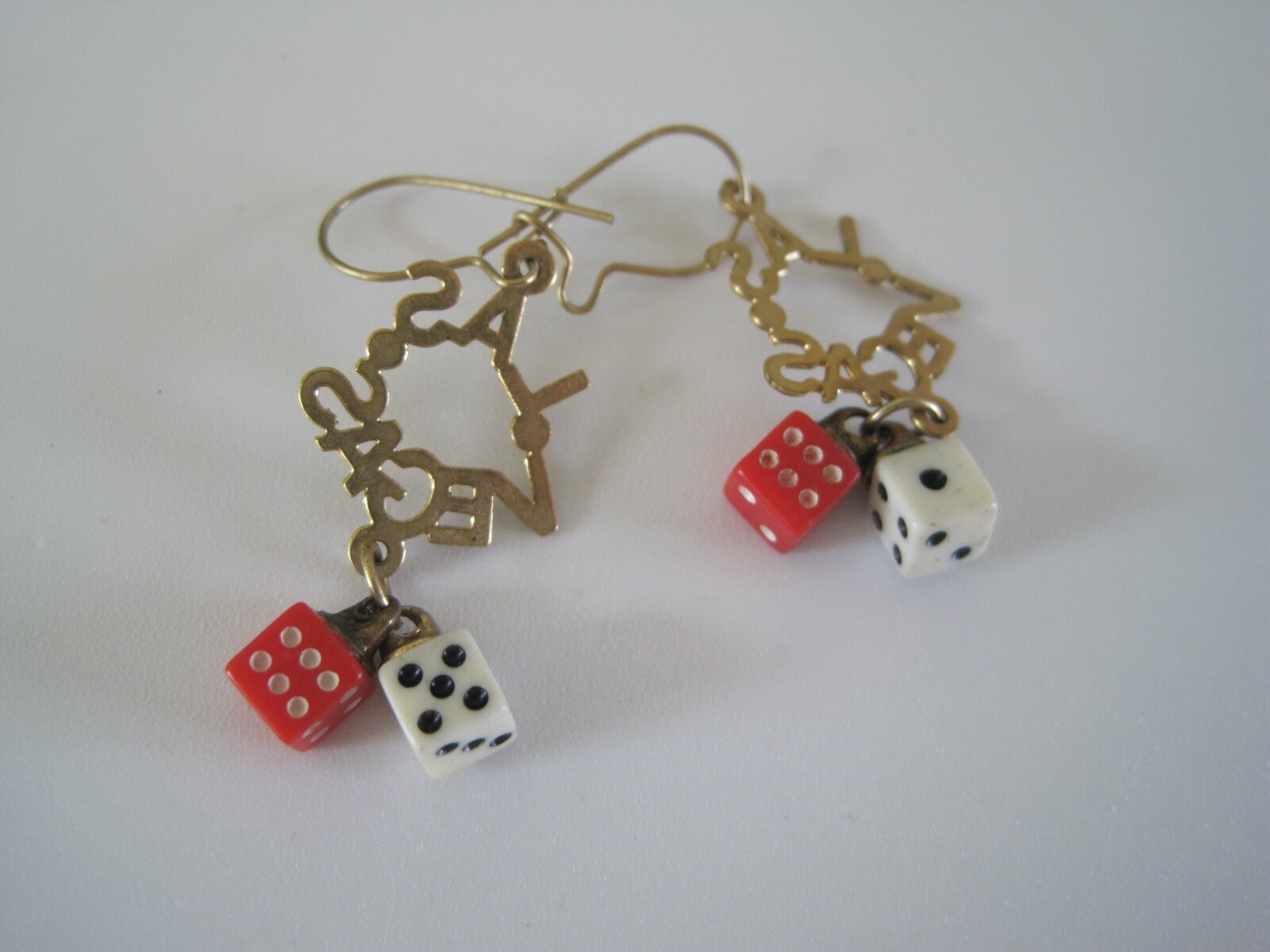 Earrings Las Vegas Goldtone Dice Pierced