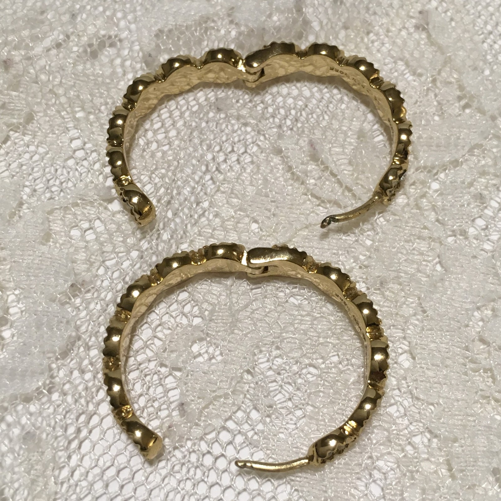 Kate Spade Hoop Earrings Rhinestones Gold Tone Hinged Pierced Everyday Wear