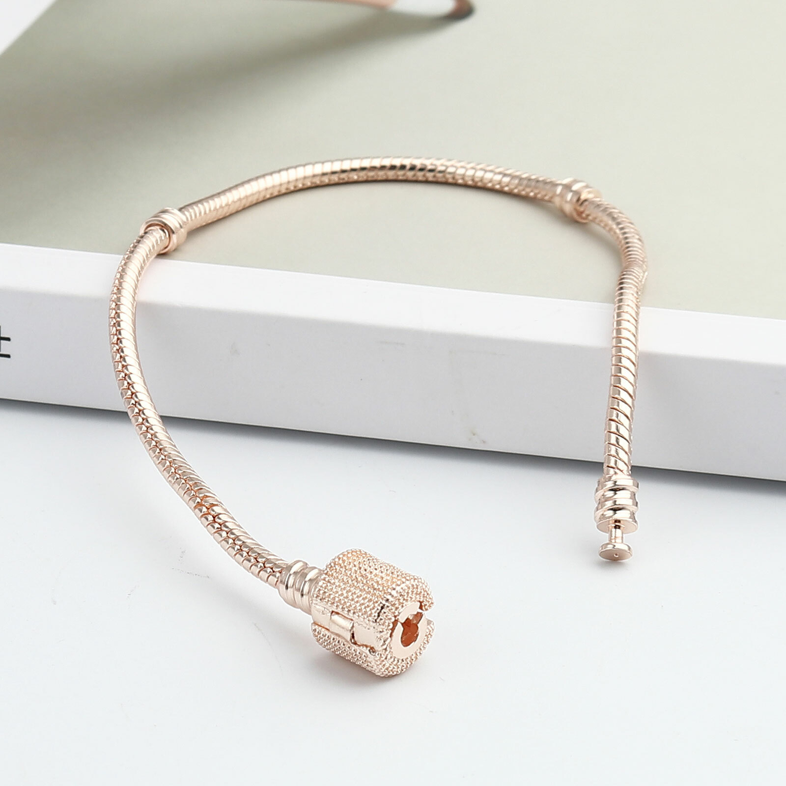 European Charm Bracelet Rose Gold 7 7/8 Inch