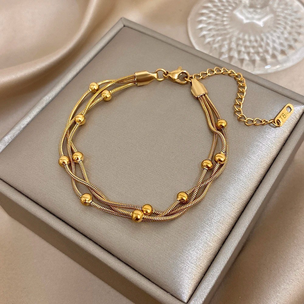 Women’s Gold Silver Color Stainless Steel Multilayer Wrap Bracelet Jewelry