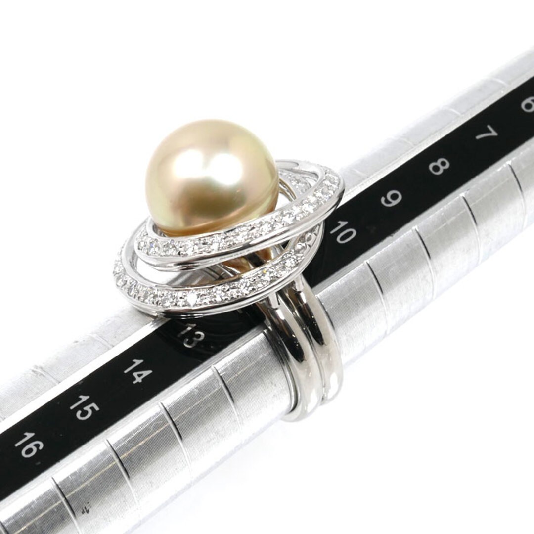 TASAKI Pt900 Platinum Ring South Sea Pearl Approx. 12.0mm Diamond Used KOER-0