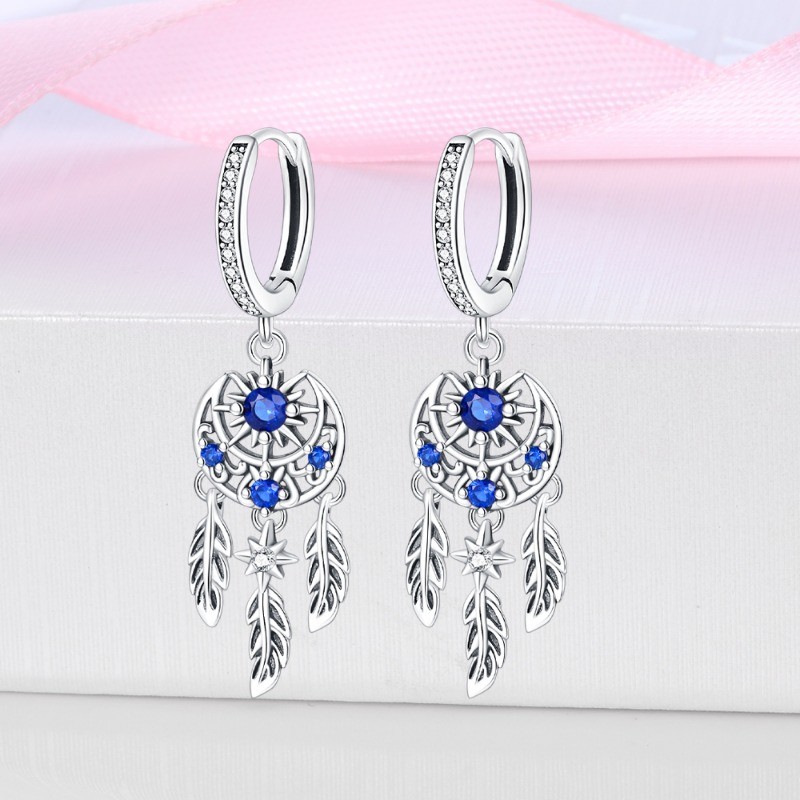 PANDACH 925 Sterling Silver Dreamcatcher Drop Earrings For Women Jewelry Gifts