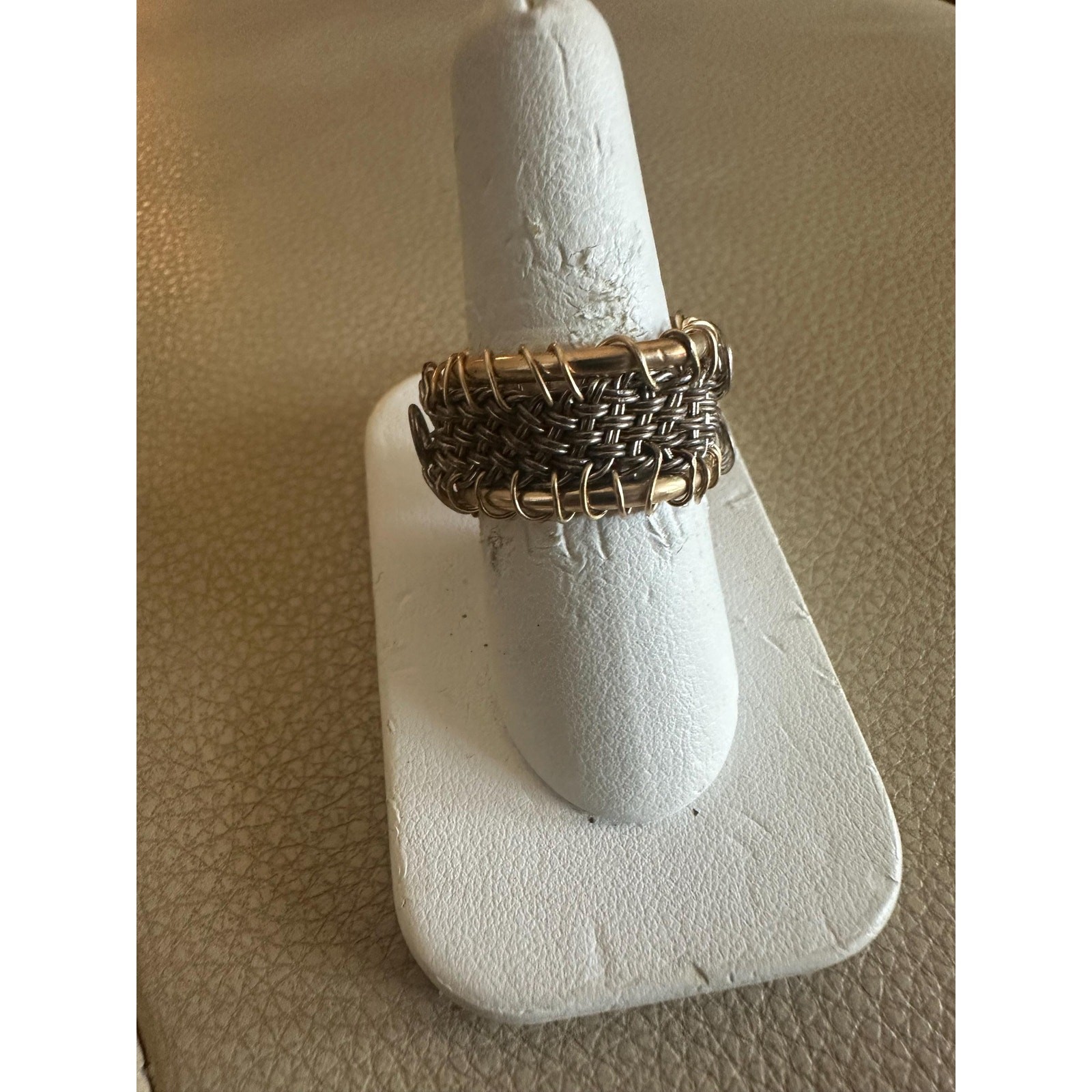 14k Gold Fill Wire ring with Fine Silver wire wrap Size 8