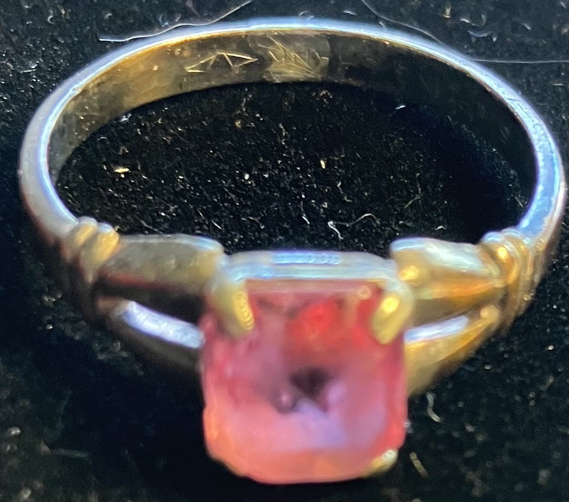 PINK SPINEL STONE IN .925 STERLING LADIES RING SIZE 5.5 PRE-OWNED