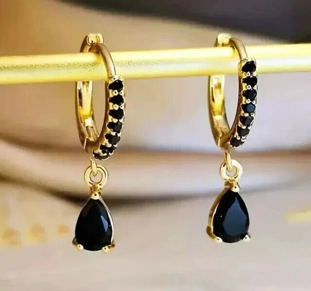 2Ct Pear Cut Simulated Diamond Drop Dangle Earrings 14k Yellow Gold Plated