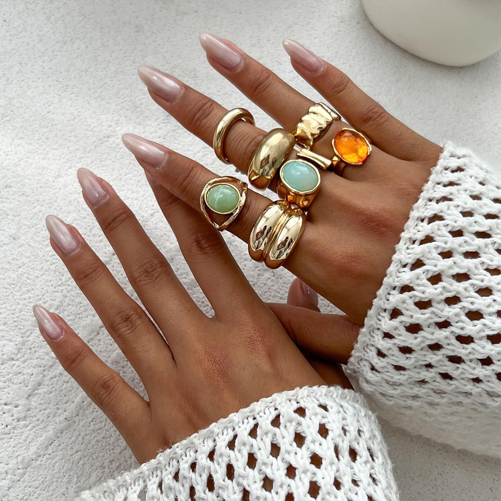 Chunky Gold Rings for Non Tarnish Adjustable Stackable Statement Rings for Ch…