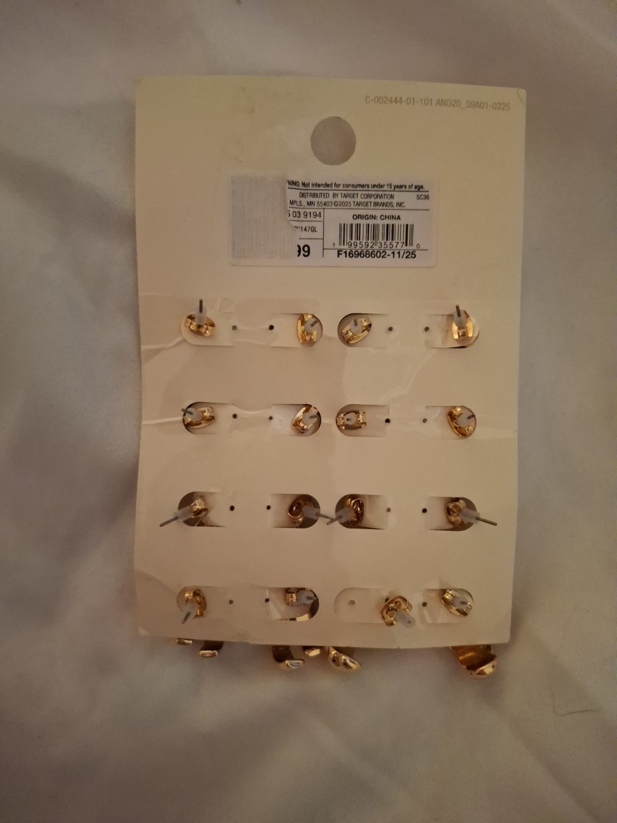 8 Pairs Of Gold Nickel Free Earrings From Target- A New Day NEW W TAGS