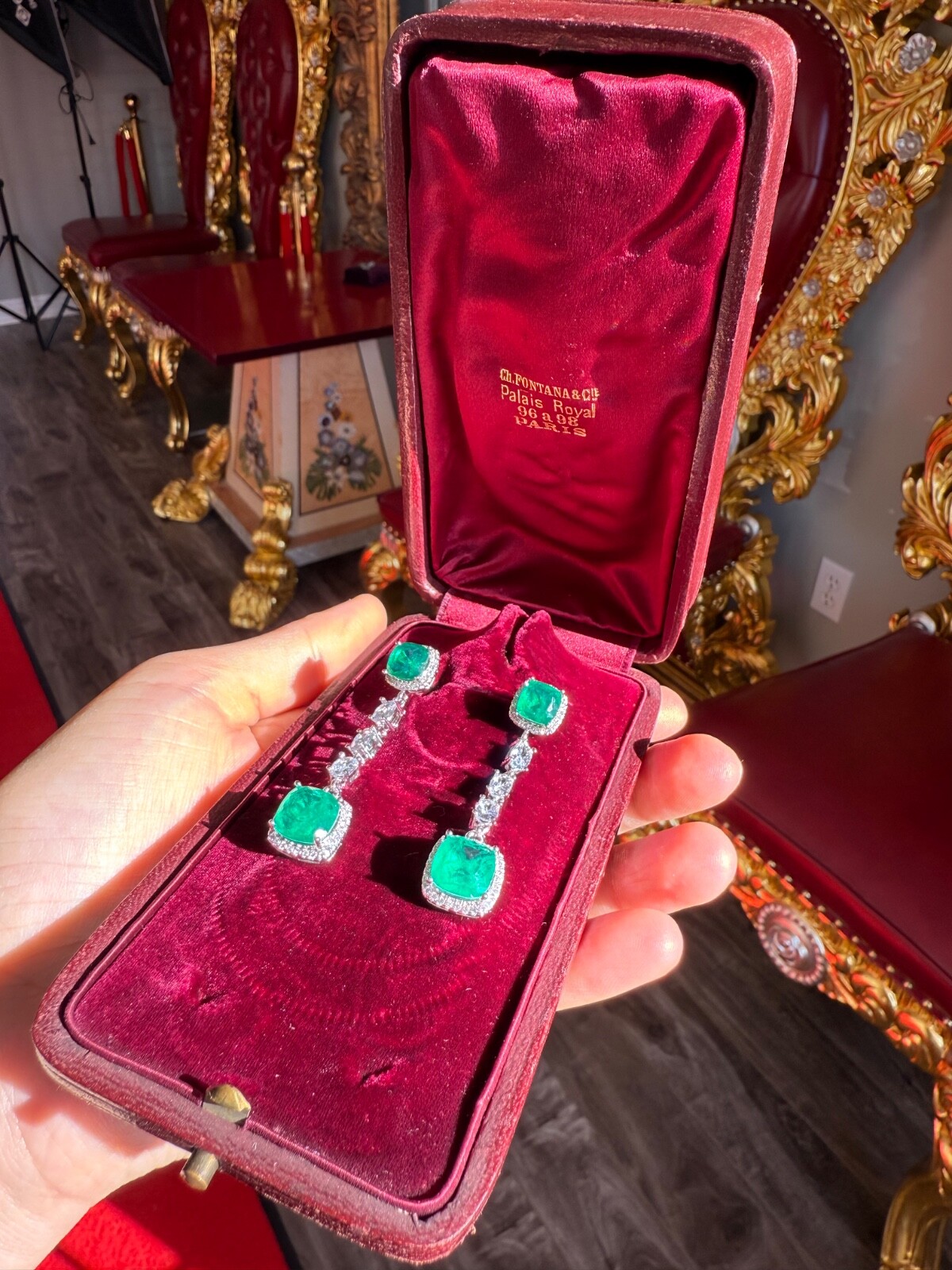 Star Of Hollywood, Emerald Dangle Drop Earrings