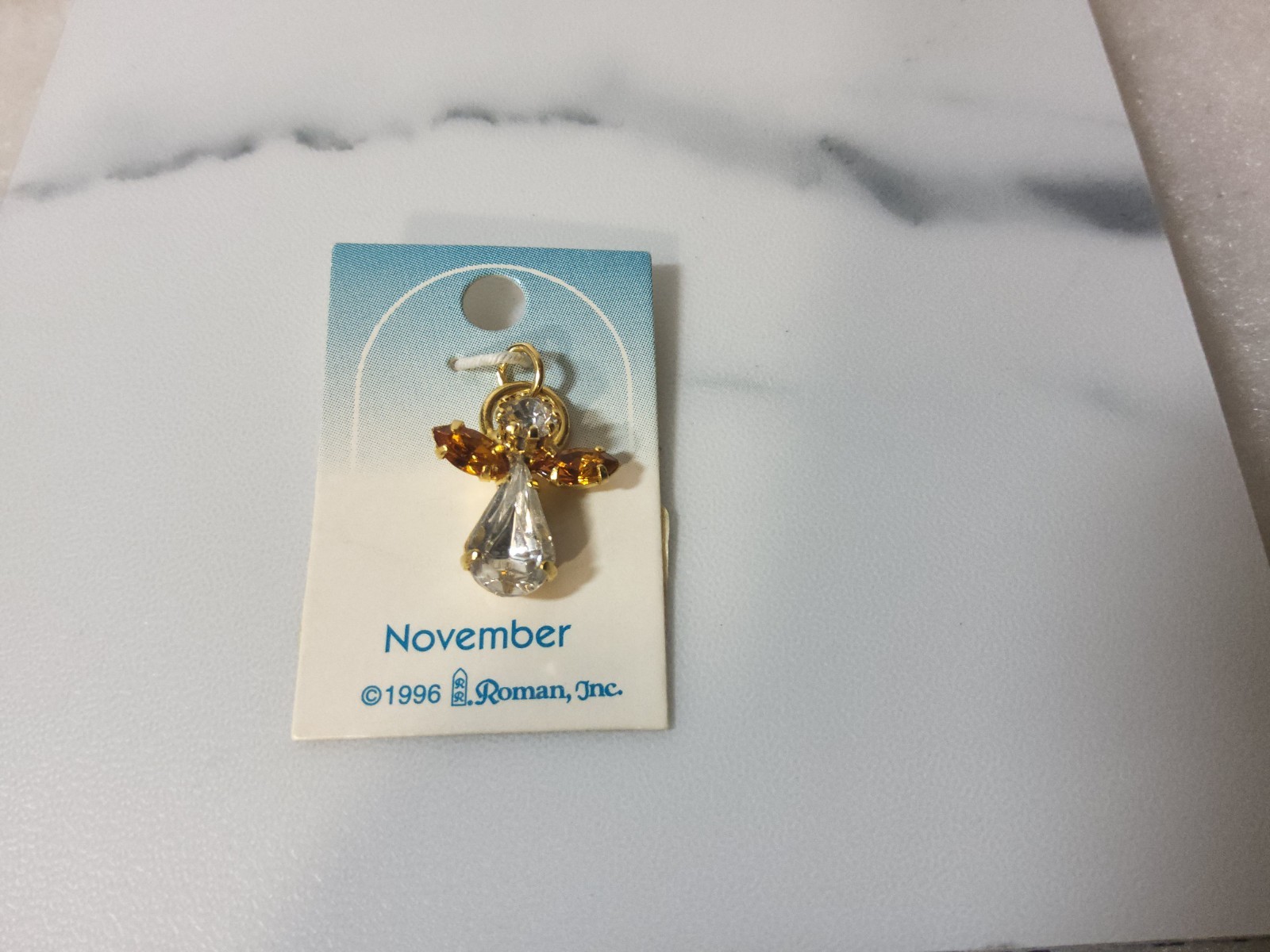 4 pc lot Vintage NOV Birthstone Angel Charm 1996 Roman Inc Pendant Religious