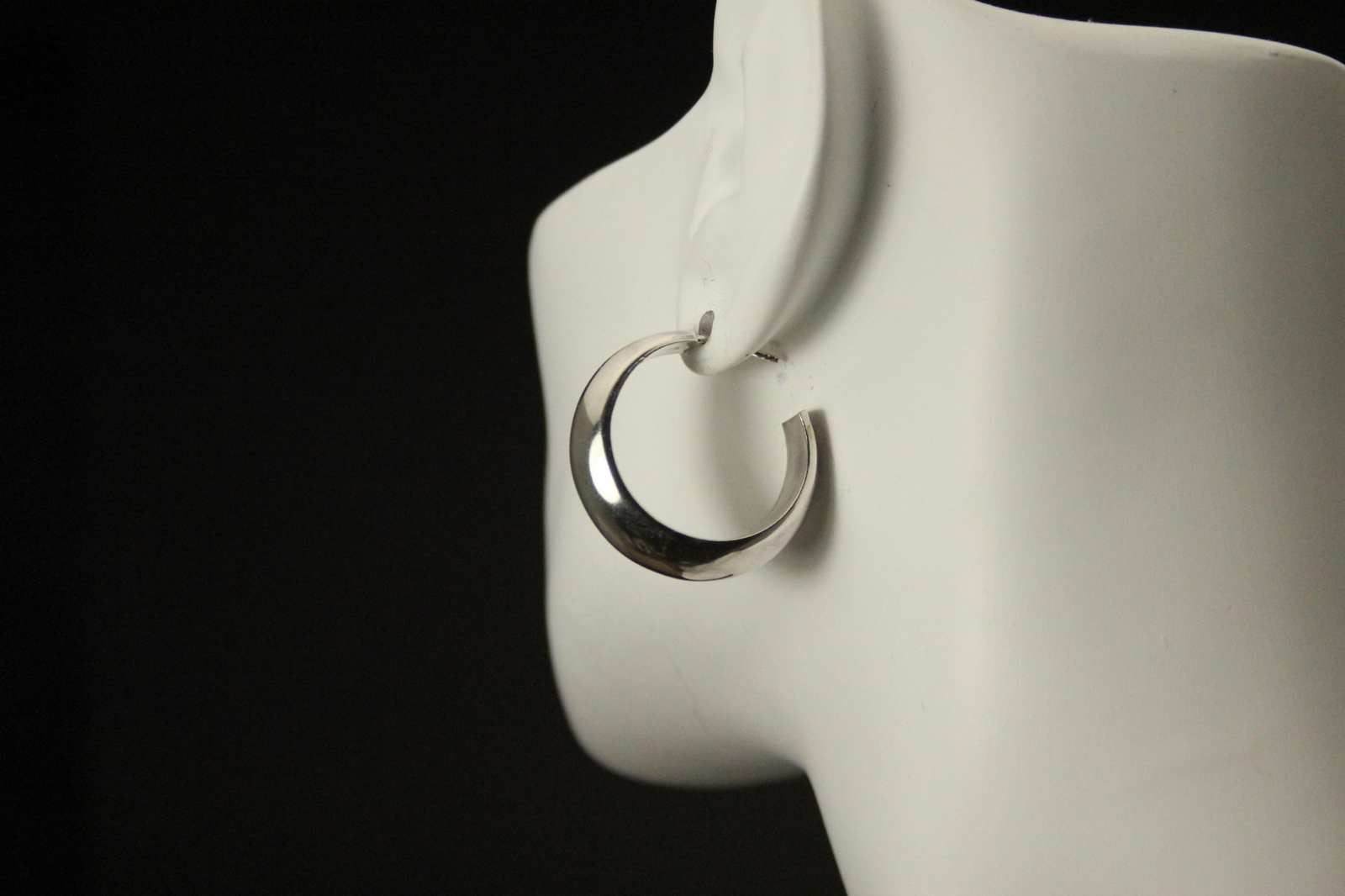 Hollow “C” Shaped Hoop Post 925 Sterling Silver Earrings 10.3 grams (EAR5708)