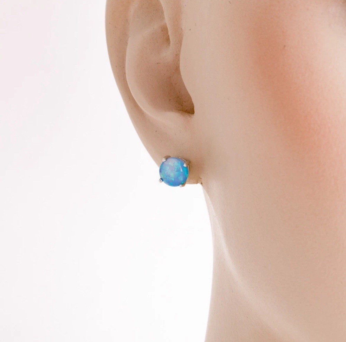 Gorgeous Ocean Blue Fire Opal Cross Necklace, Earrings, Five-Stone Ring 10 Set