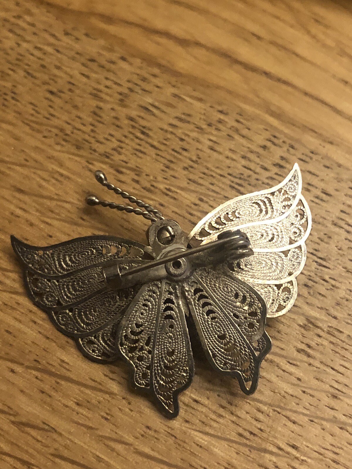 Old Vintage Silver (no Stamp) Butterfly C Clasp Art Deco Brooch Lapel Pin Gdb2
