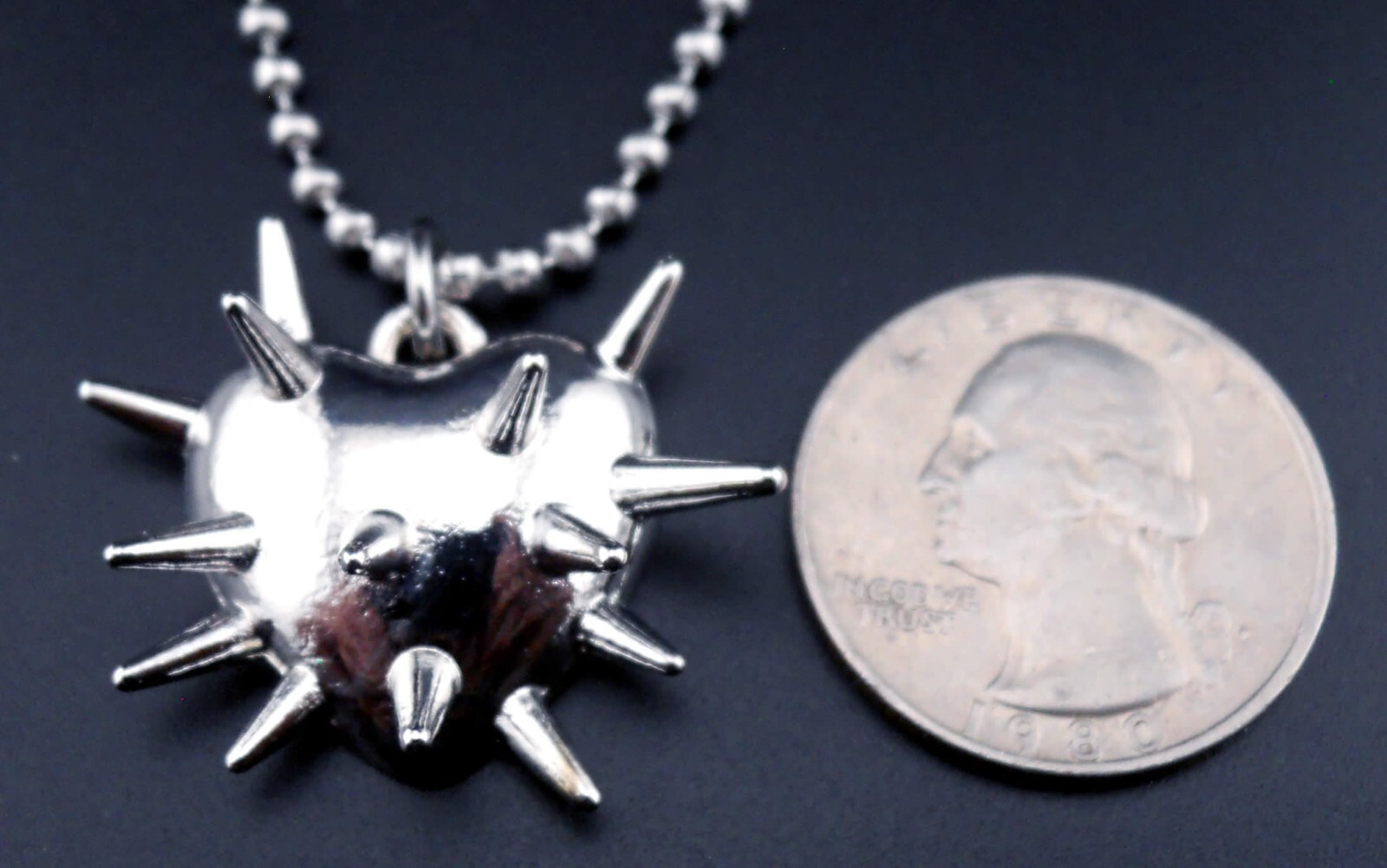 Spiked Heart Necklace Stainless Chain New Pendant Gothic Thorns Jewelry Spikes