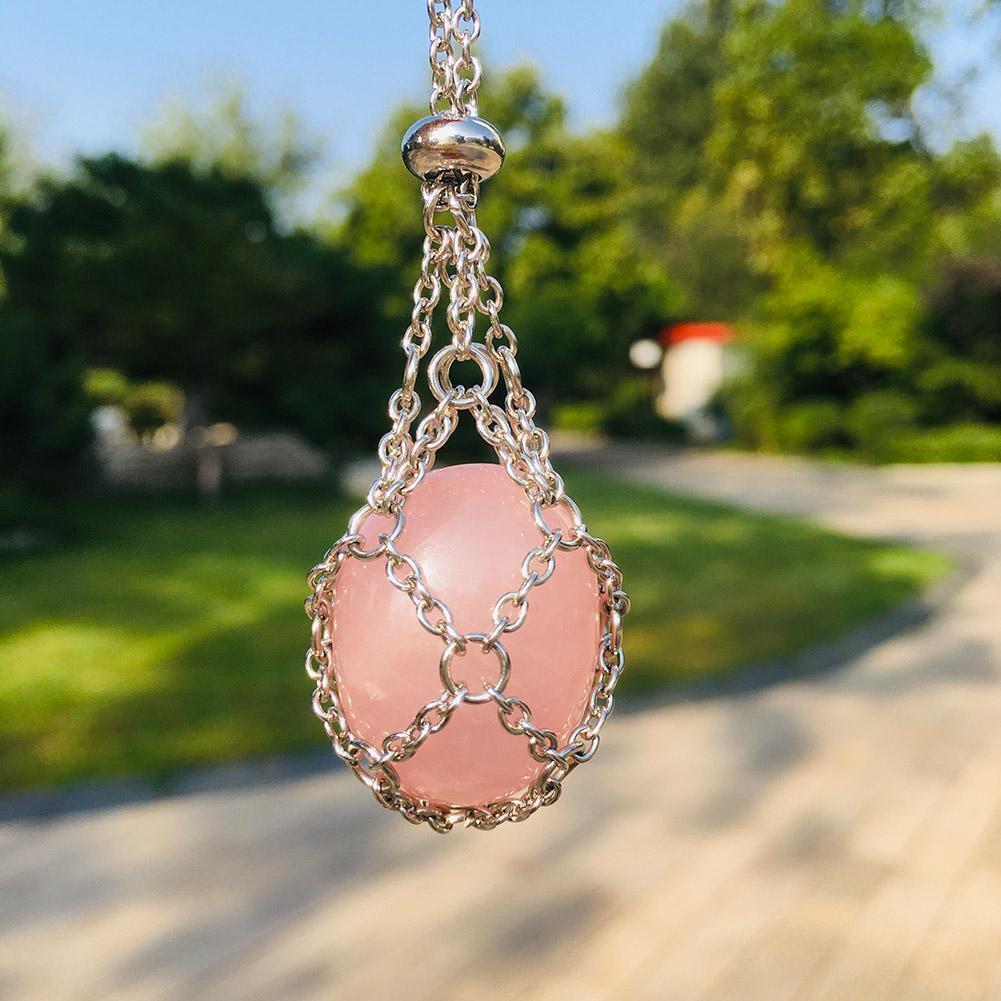 3*【S+M+L】Crystal Stone Holder Necklace Pendant Holders Cord Adjustable Stainless