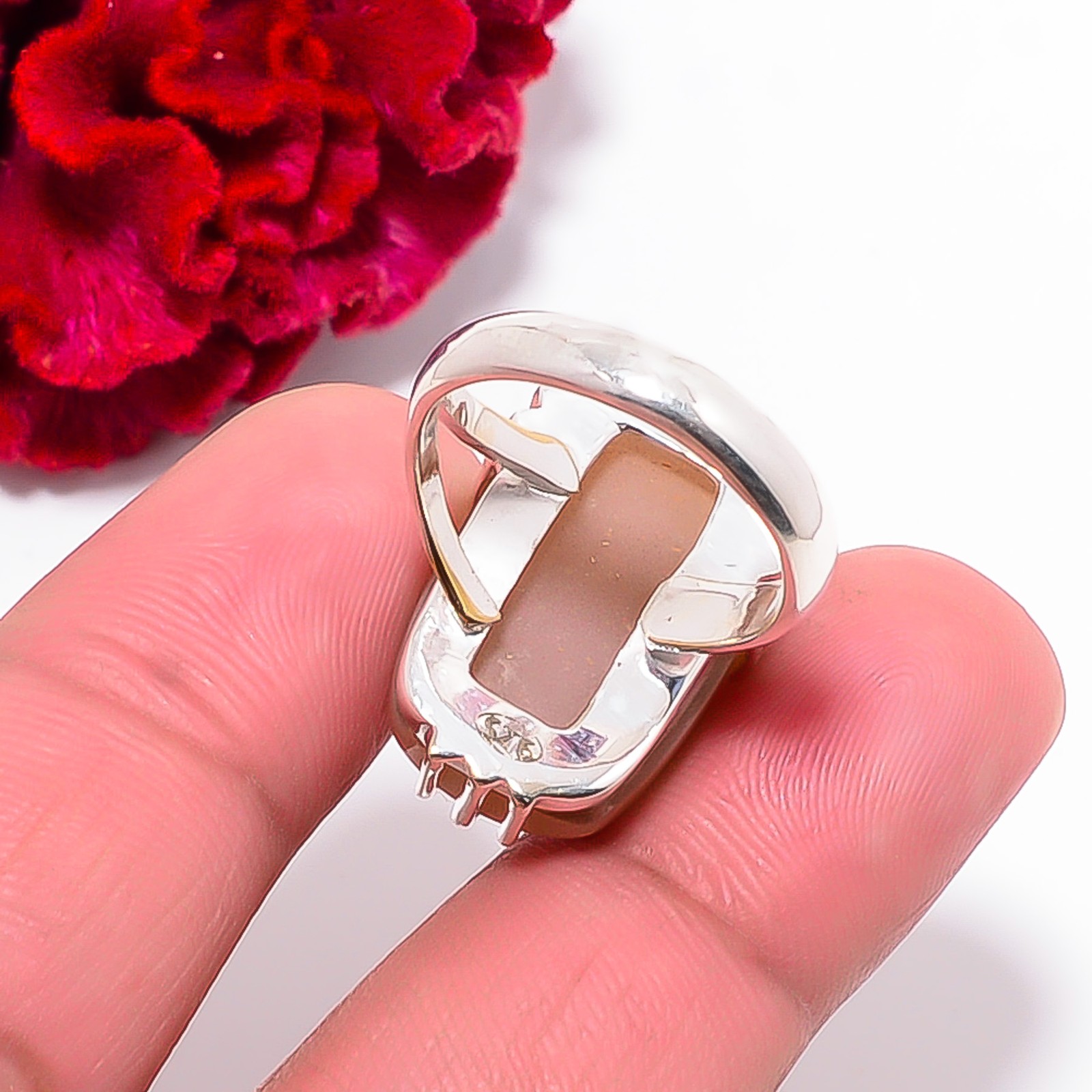 Peach Moonstone – Sri Lanka Gemstone 925 Sterling Silver Ring S.8 R102522