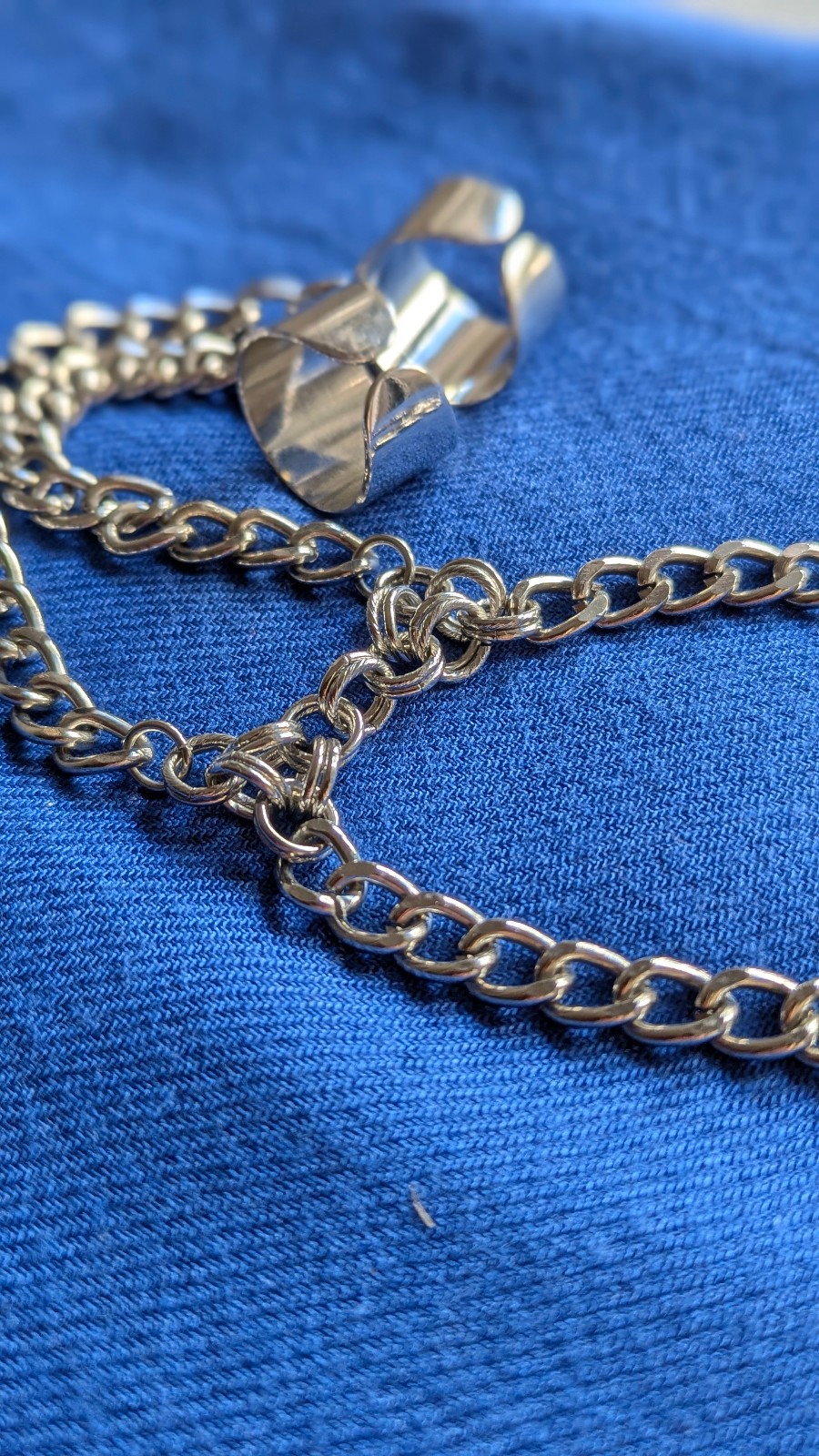 Silver Tone Hand Chain Bracelet Double Ring Slave Bracelet Adjustable Gothic