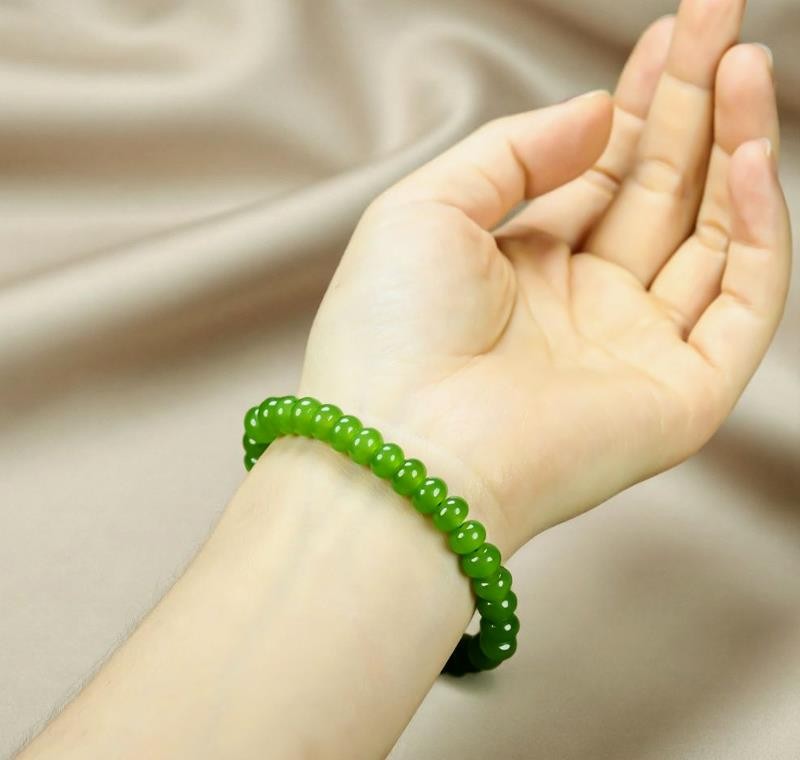Girl Grandma Lady Women Green Jade Beads Bracelet Jewelry Family Gift Box DD165