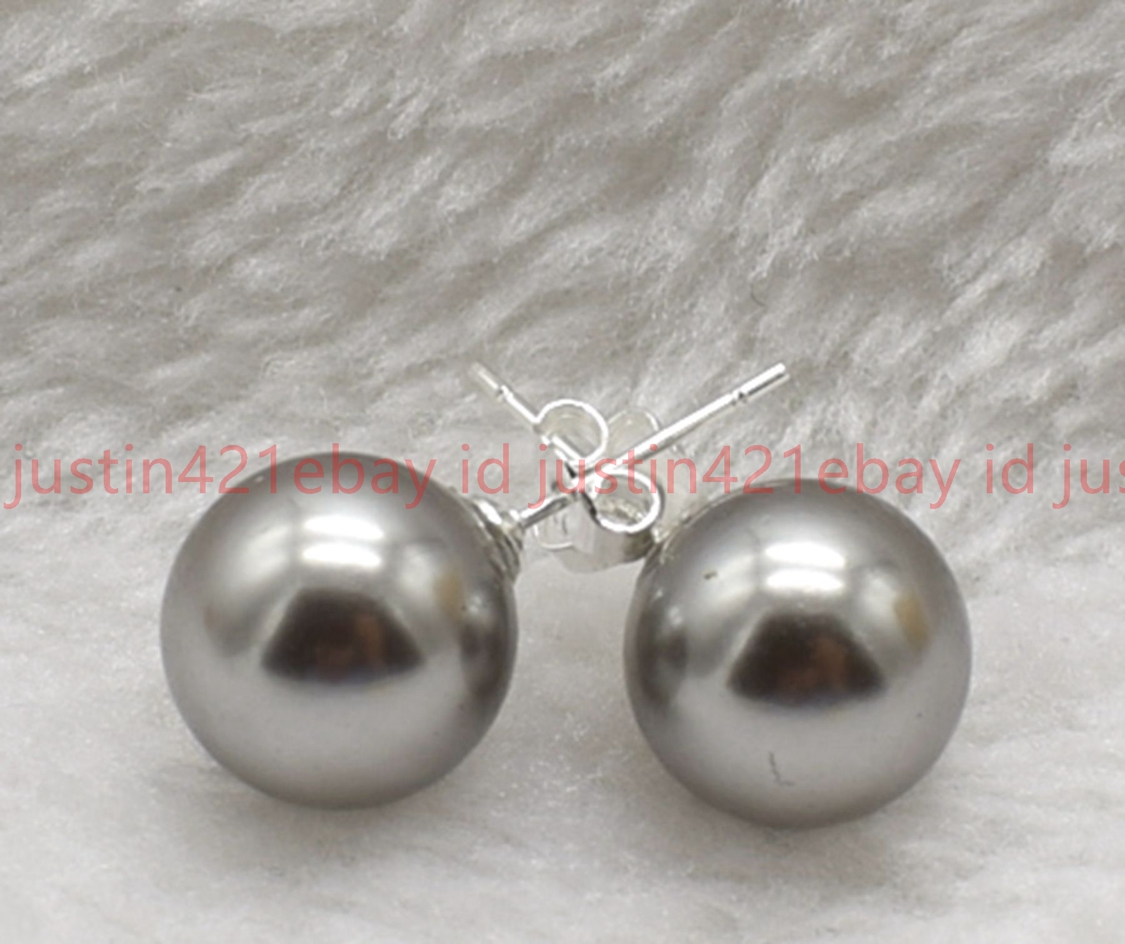 8/10/12/14mm Natural Multicolor Round Shell Pearl Beads 925 Silver Stud Earrings