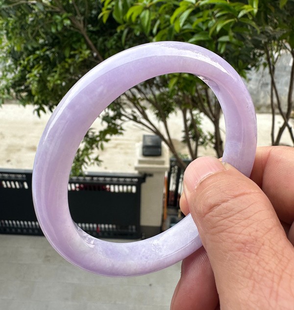 Natural Grade AAA Ice Lilac Lavender Burmese Jade jadeite bracelet bangle 60.5MM