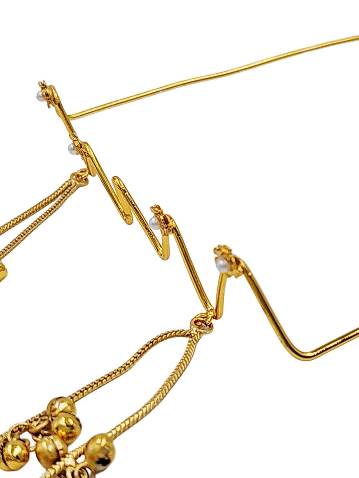 Gold Wire Pearl Wave Face Jewelry Handmade Boho Statement Eye Accessory Facelet