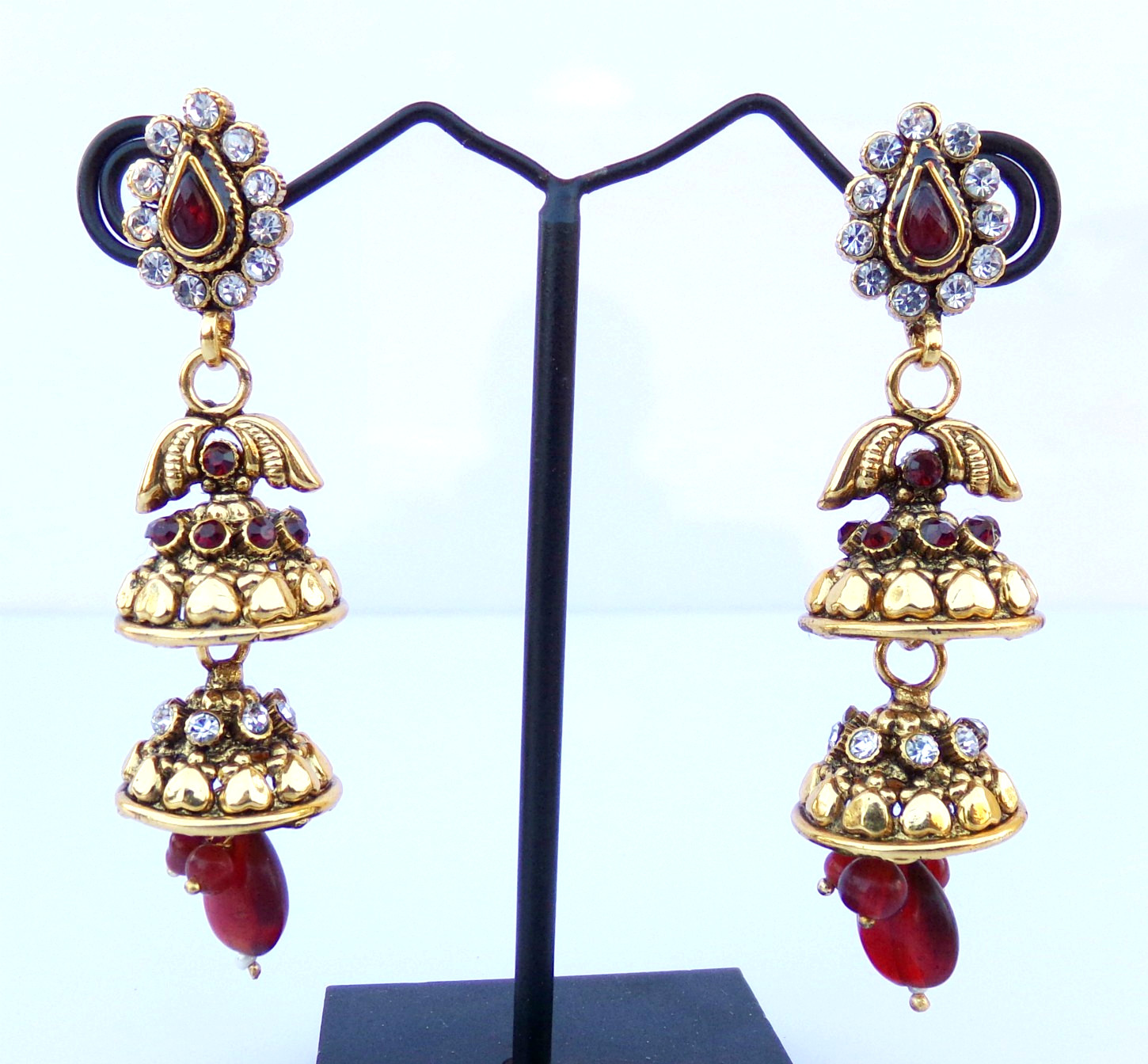 Indian Traditional Gold Plated Kundan Jhumka Pearl Earrings for Girls and Women