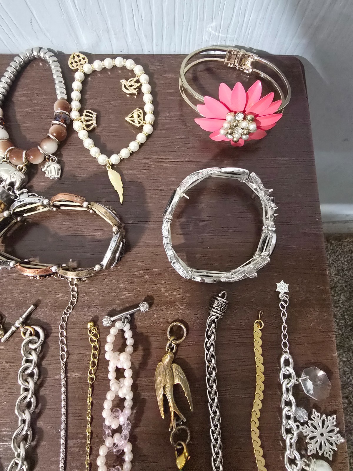 Lot Of 35 Various Styles and colors Of Fashion, Bracelets, some signed