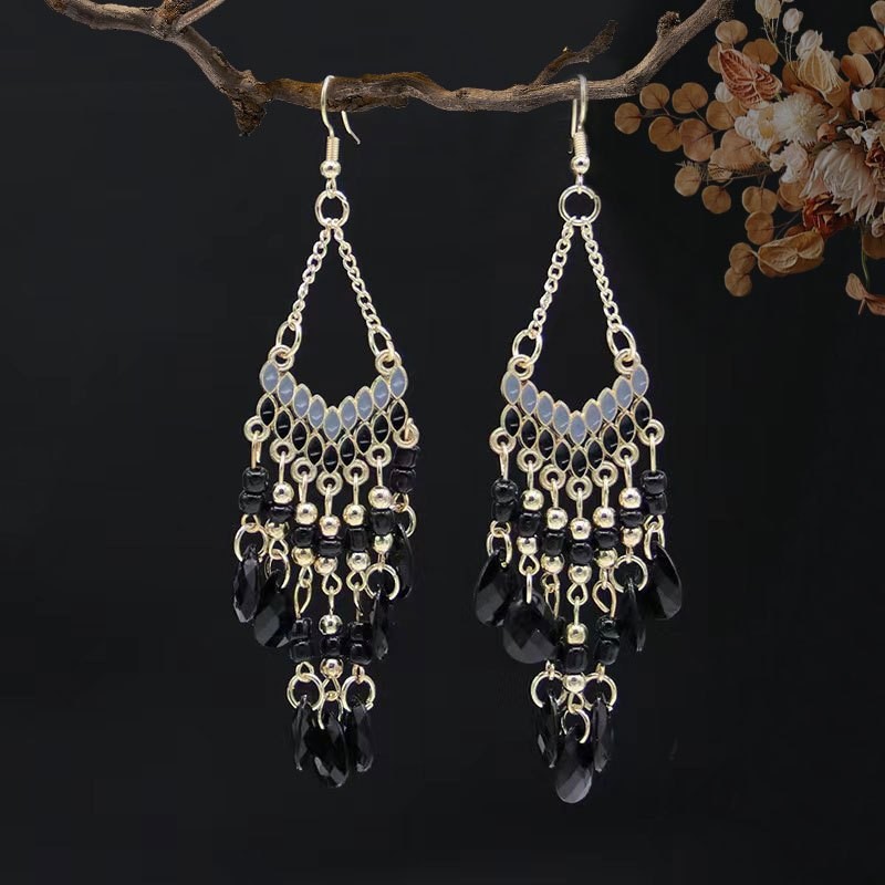 6Pairs Boho Beaded Dangle Earrings Retro Ethnic Tassel Drop Jewelry for Gift