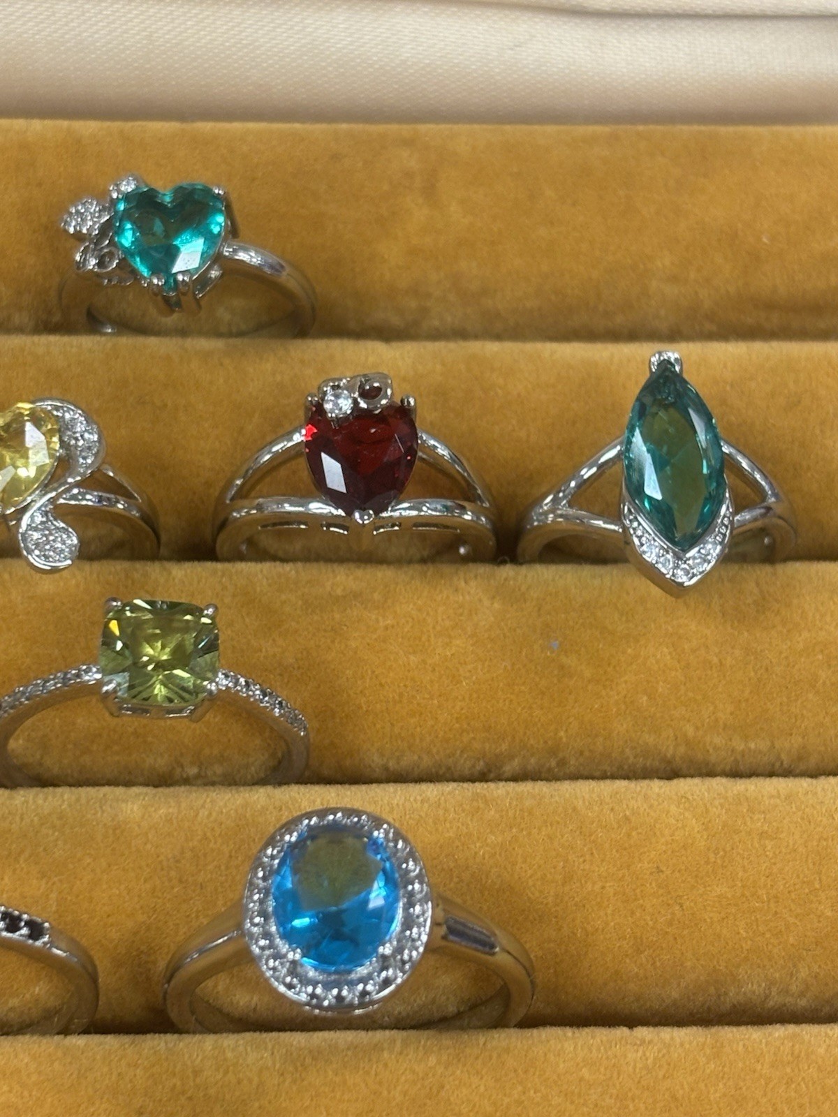 8 Rhodium Plated Rings Sizes 5–12 Colorful Gemstone Boutique Tarnish Resistant