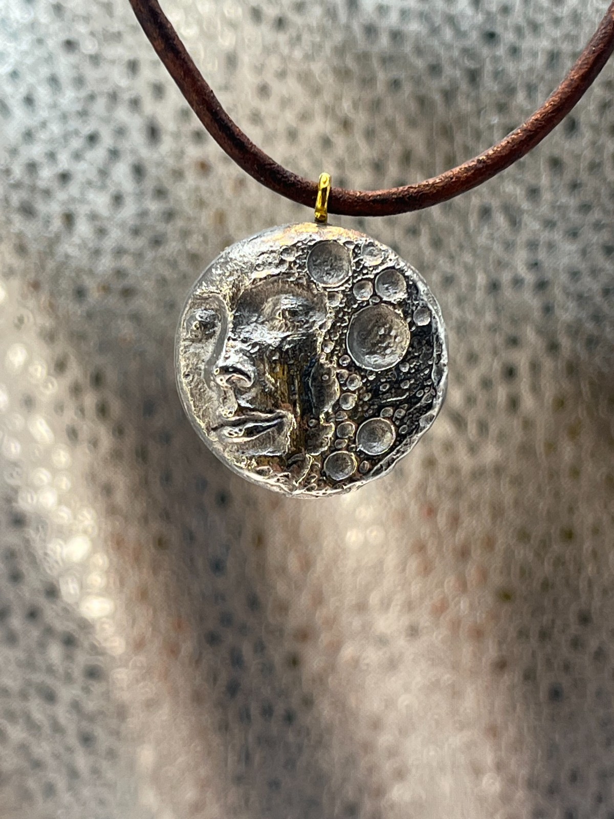 Metal Casted Moon Face Necklace Design
