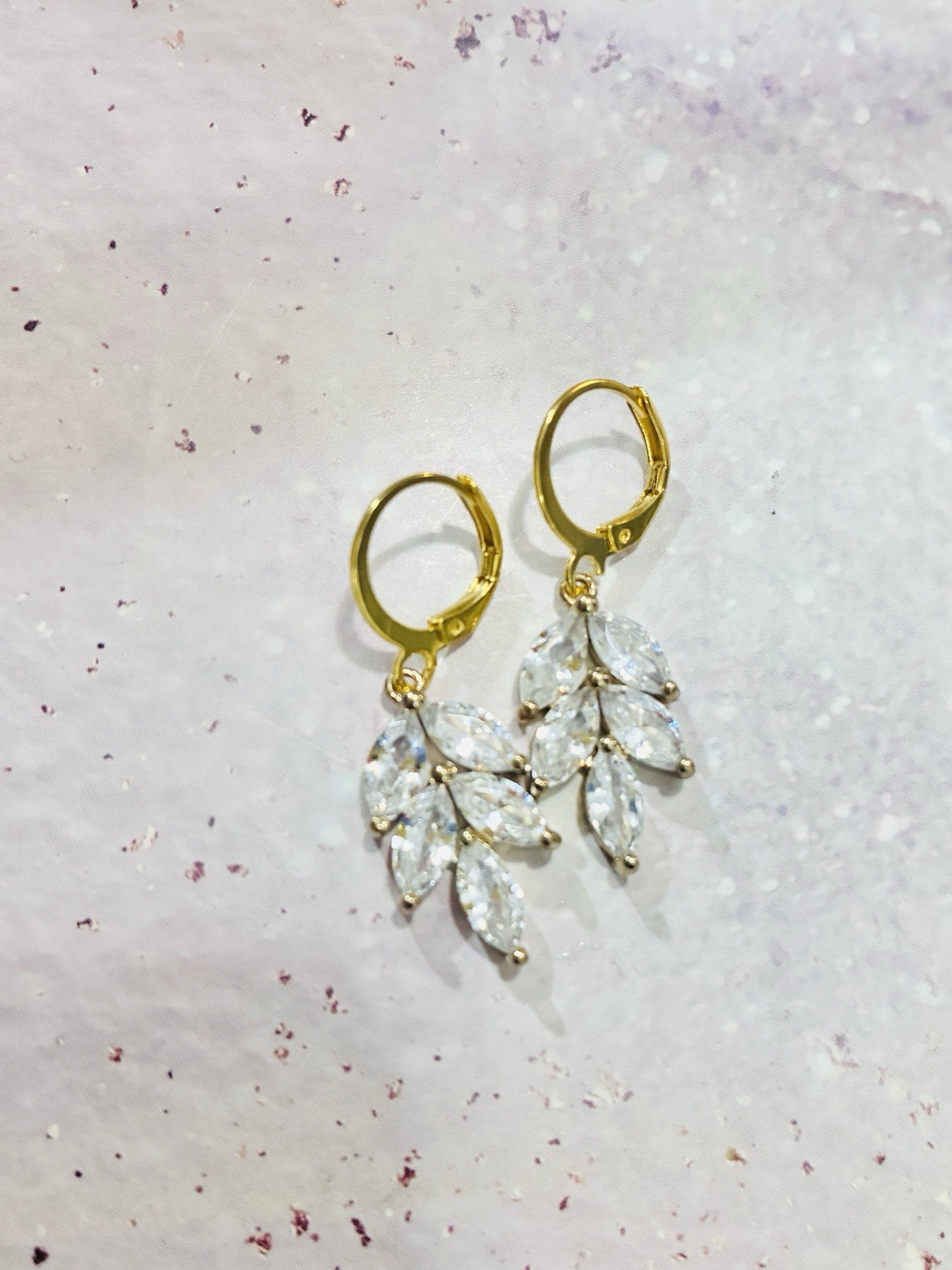 Glass Leaf Hoop Earrings, High Quality, Simple