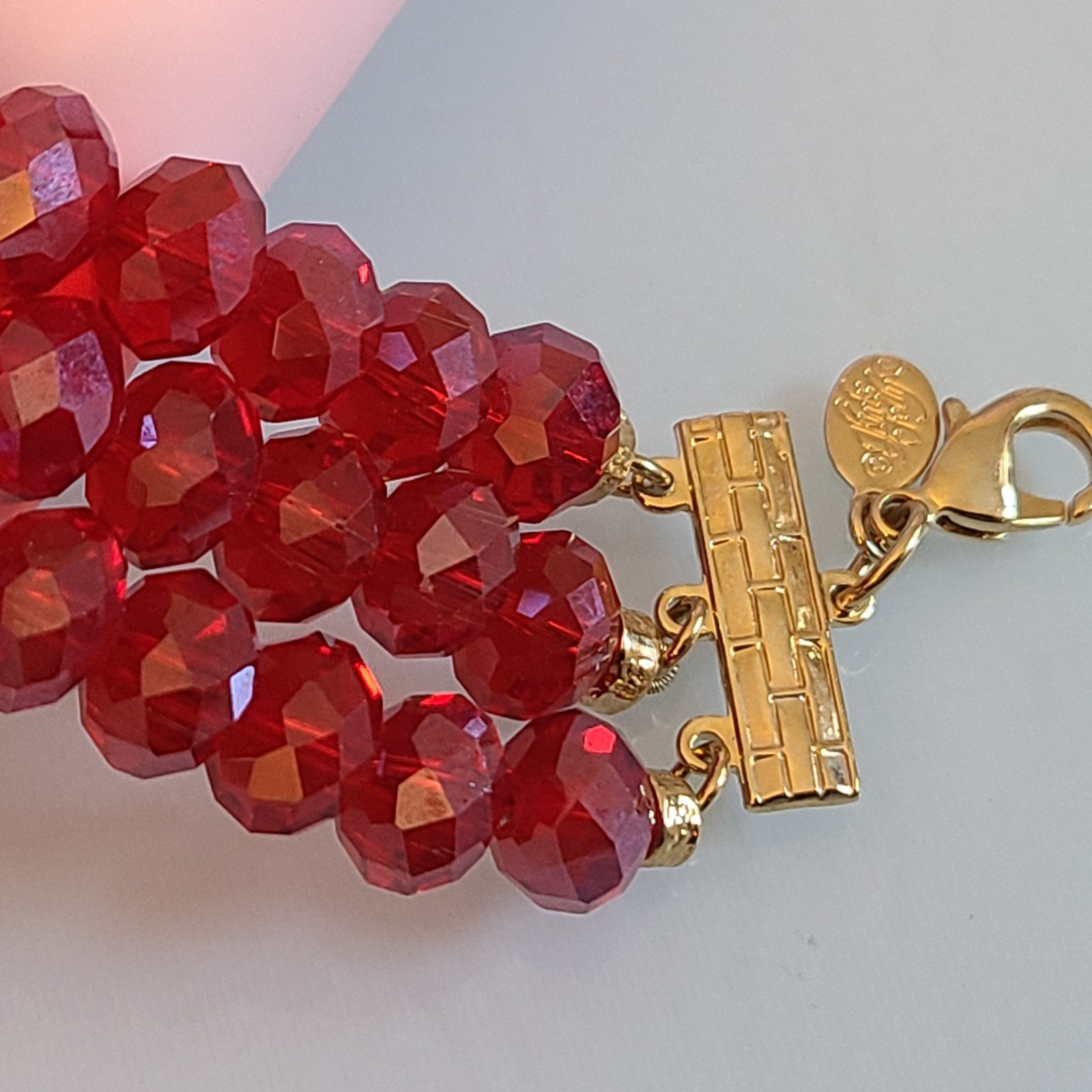 SALE Kirks Folly Dragonfly Desire 3 Strand Crystal Bracelet RUBY RED 9 IN WOW