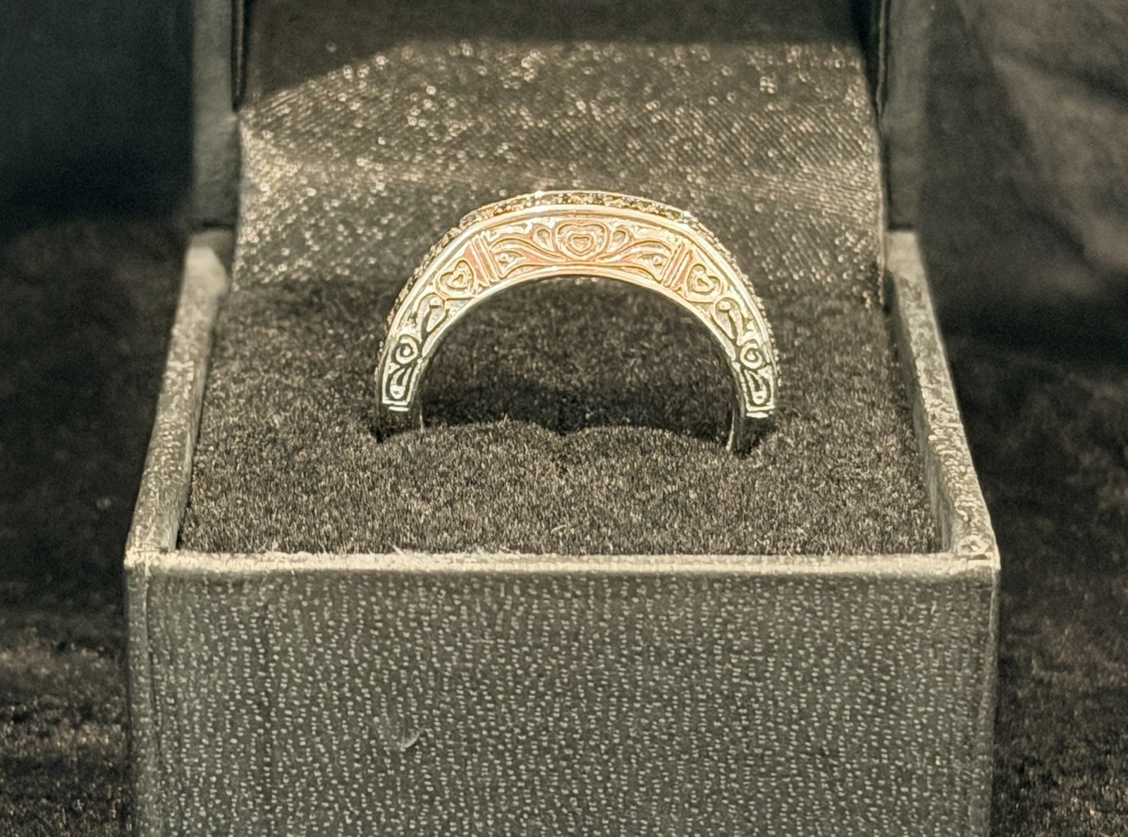 925 Sterling Silver Champagne Diamond Eternity Ring HSN Channel set Filigree
