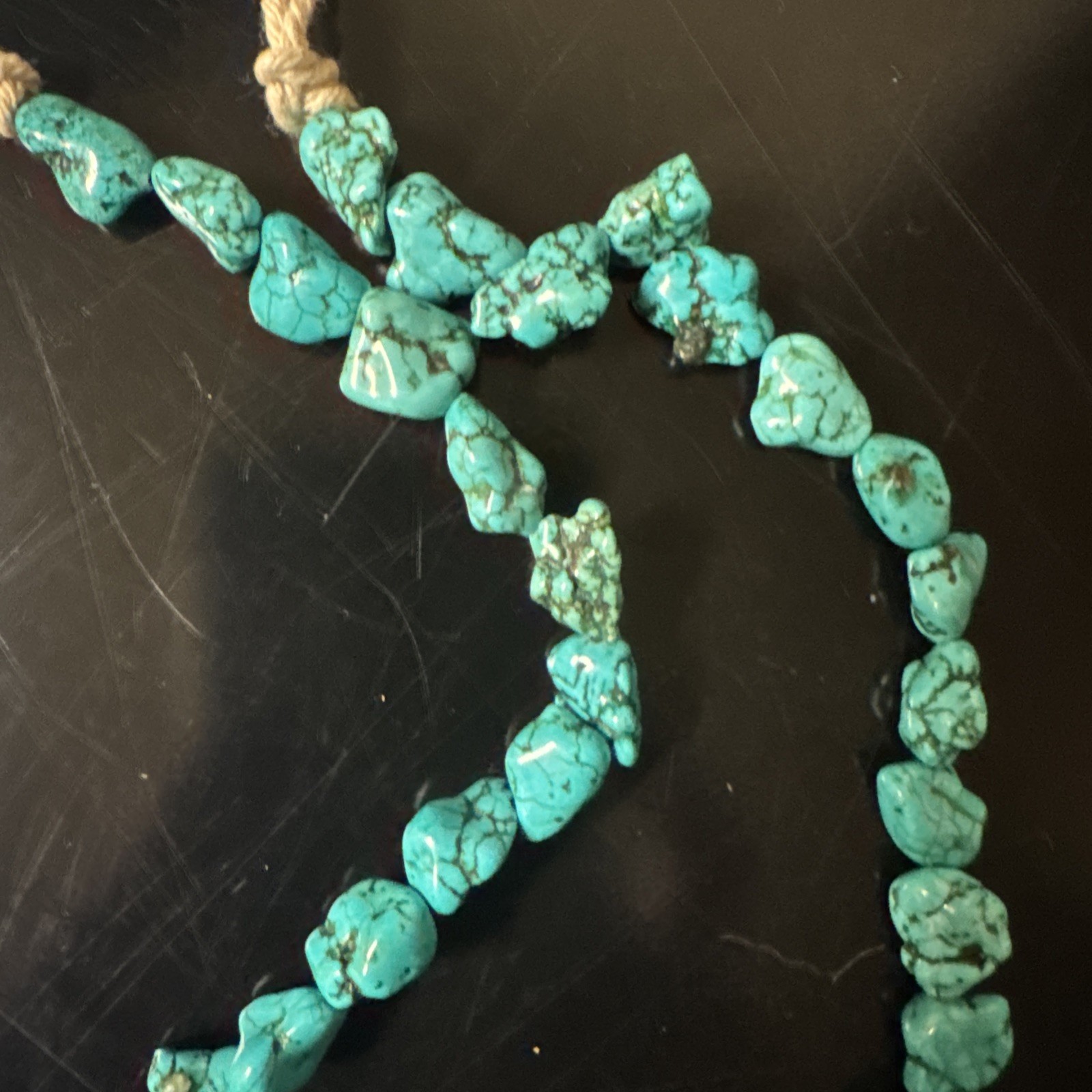Block Turquoise Tie Back Necklace