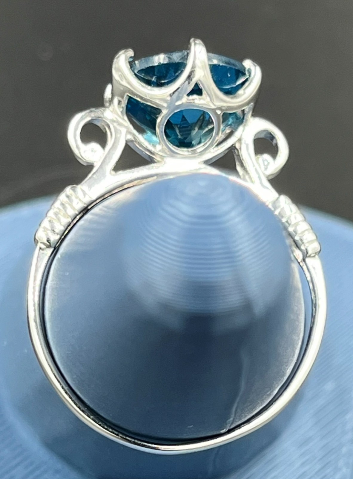 JTV Blue Round Cut 925 Sterling Silver Ring Size 10 Code Unknown PLS READ