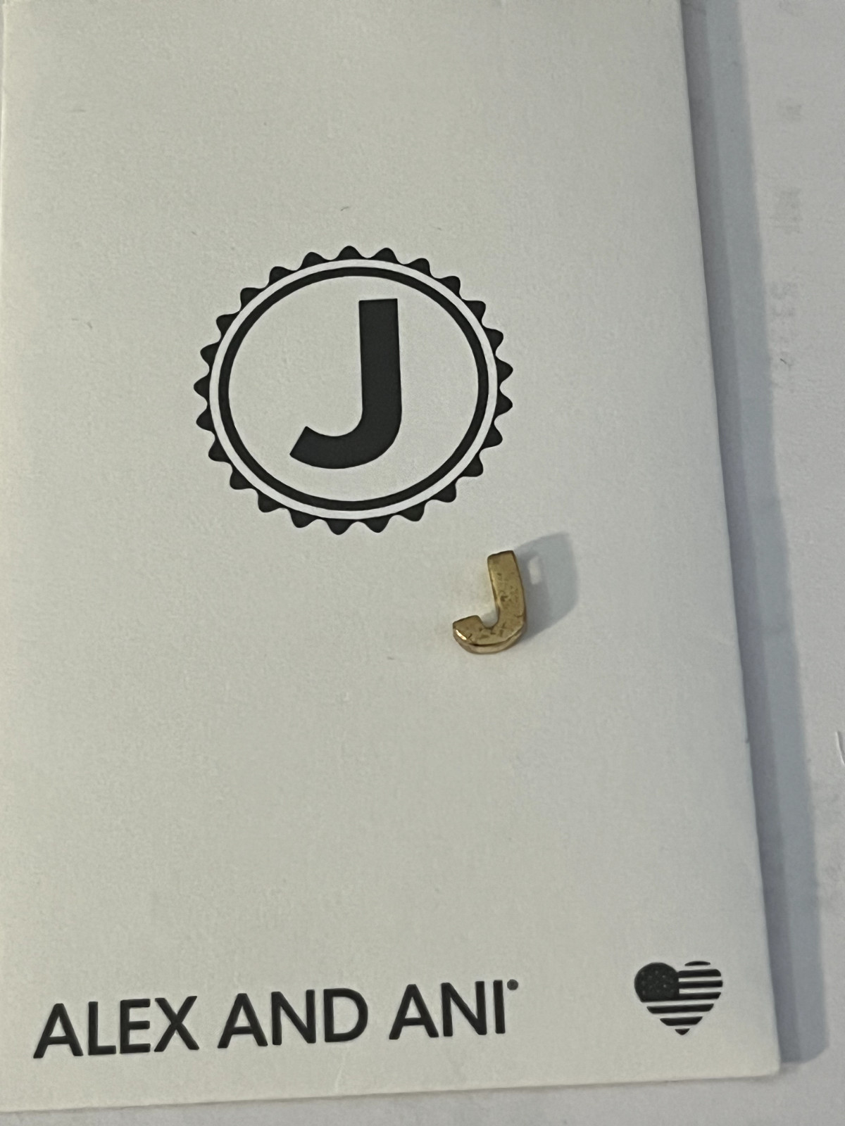 Alex and Ani Letter “J” Initial Slider Charm 14kt GP & 925 Sterling Silver ~ NEW