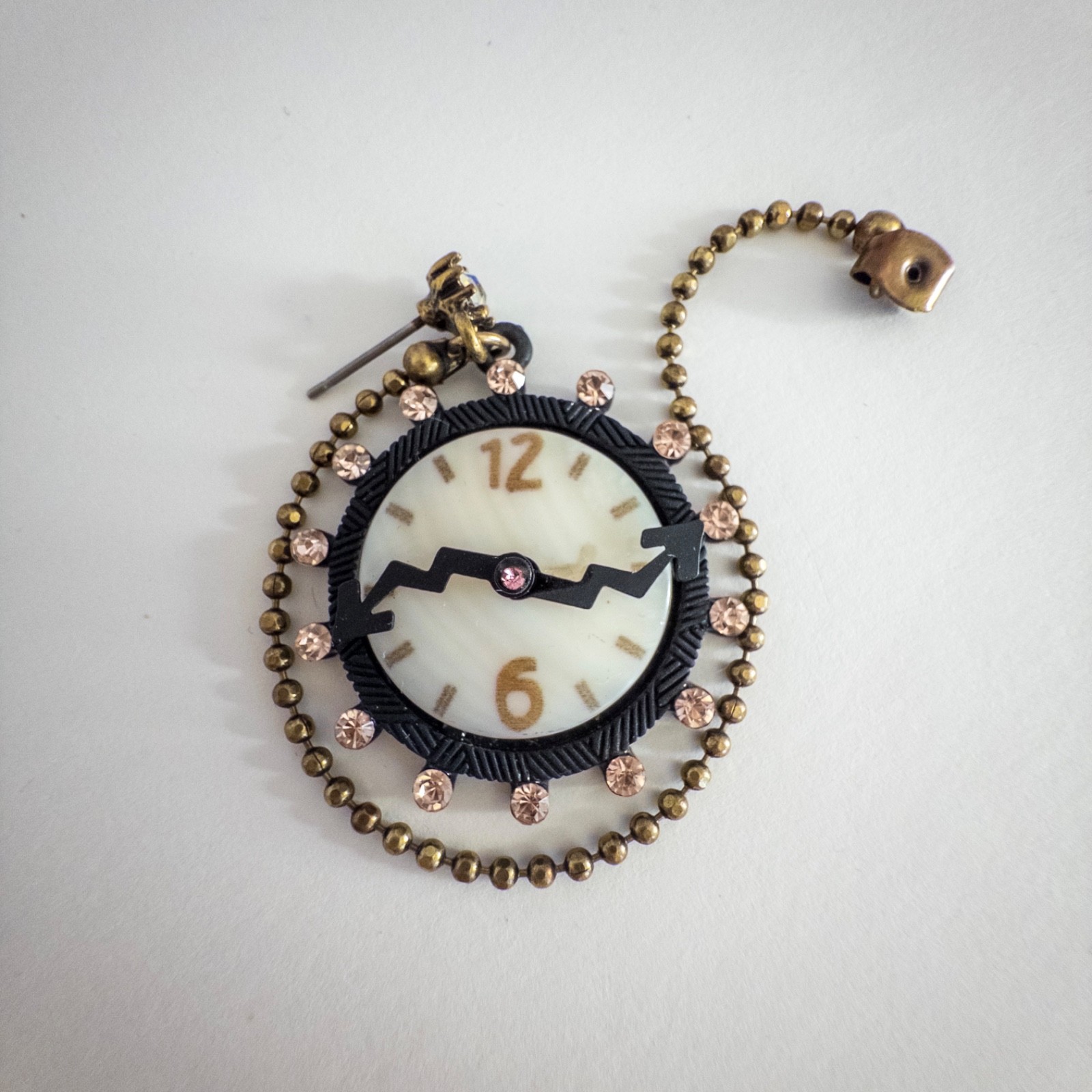 Betsey Johnson Alice Wonderland Clock Arrows Bird Crystal Mismatch Earrings