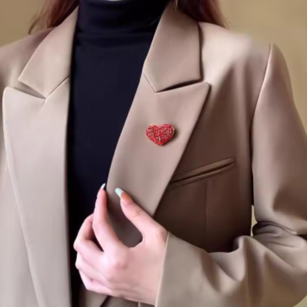 Classic Red Love Rhinestone Brooch For Women Gift Pin Jewelry Accessories USA