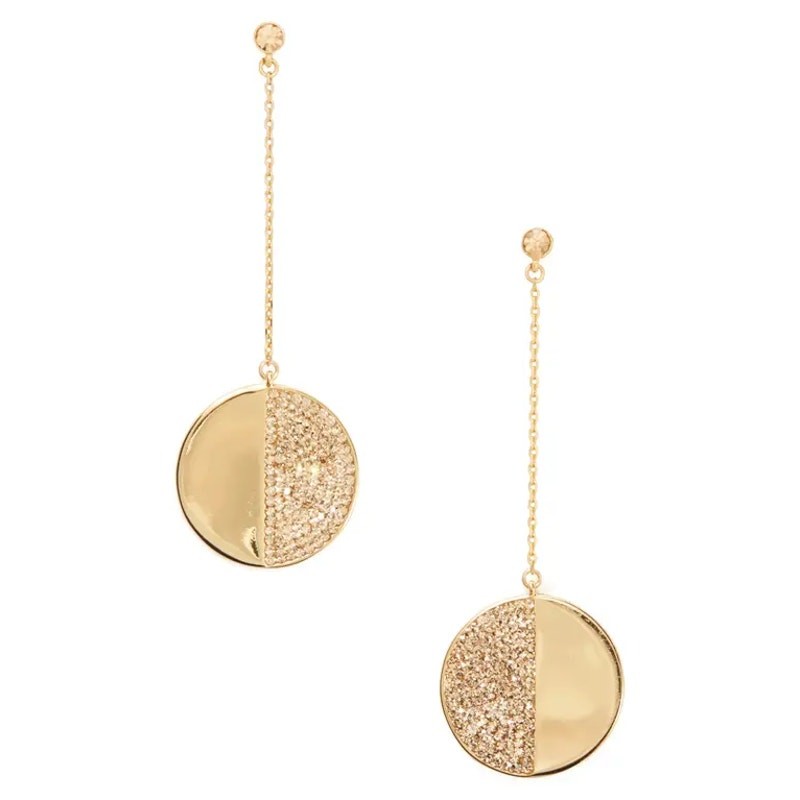 Kate Spade Mod Scallop Pave Crystal Linear Dangler Earrings Gold
