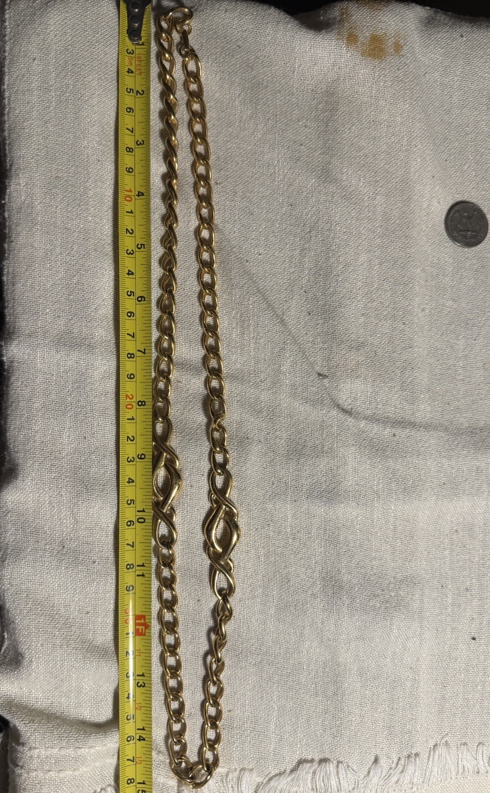 #6 Vintage Napier Gold Tone Chain Necklace Twisted Link Statement 30” no stone