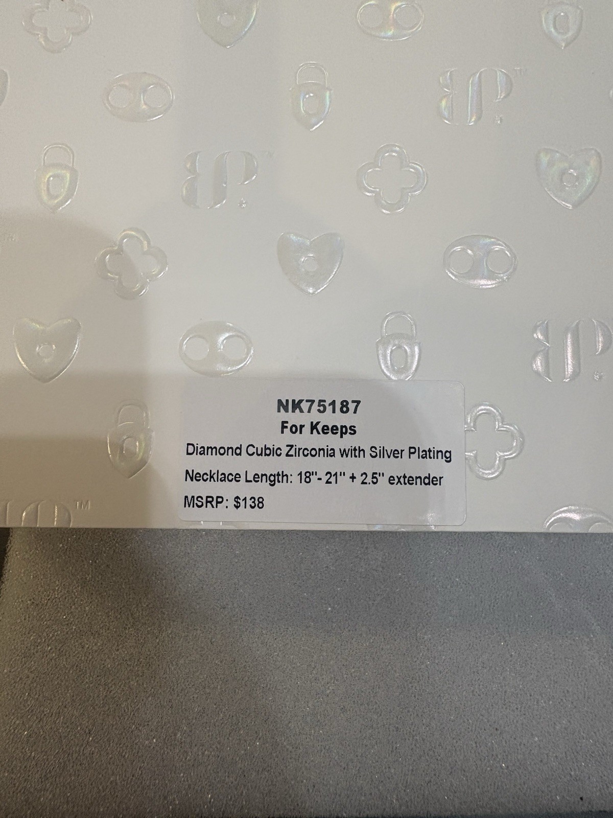 NK75187 For Keeps Diamond Cubic Zirconia with Silver Plating LUXE LAYER