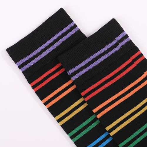 Funny Socks for Men and Women,Mens Novelty Socks Fun One Size Rainbow Stripe