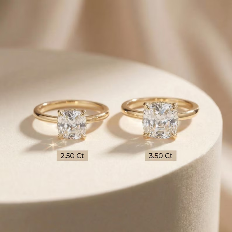 3.50Ct Cushion Cut Simulated Diamond Women Solitary Ring 14k Yellow Gold Plated