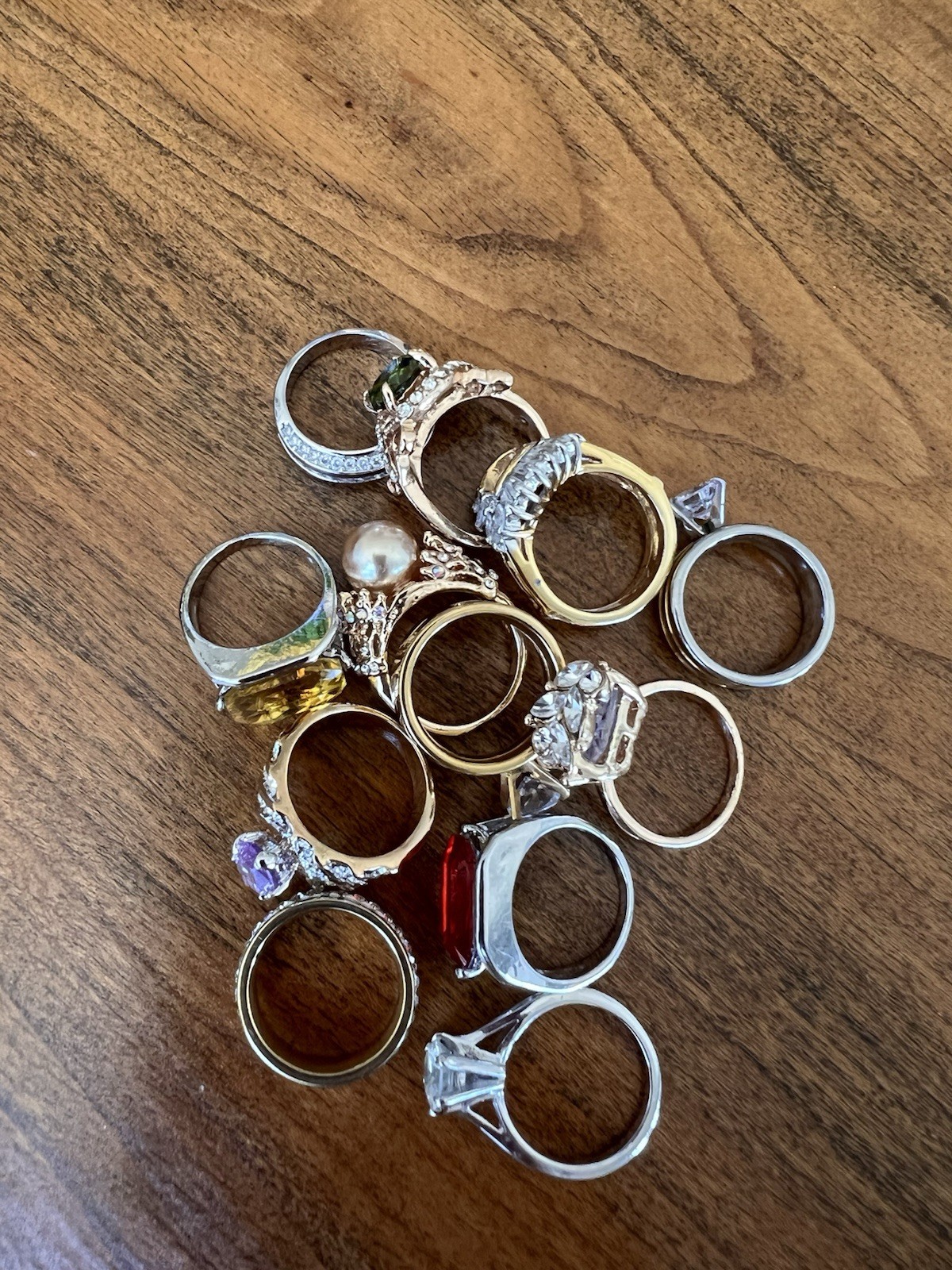 Beautiful set of rings in various colors and stones