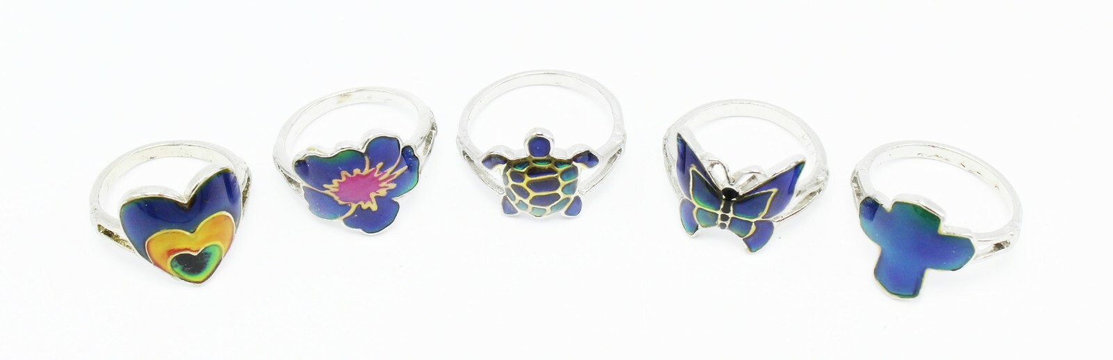 New High Quality Butterfly Heart Cross Flower Turtle Mood Rings #MR12