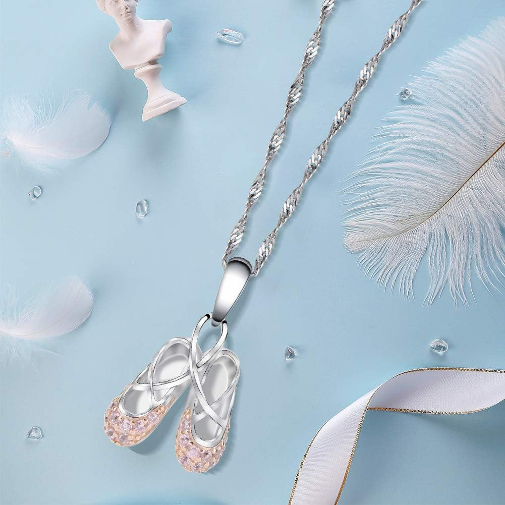 925 Sterling Silver Dance Recital Gifts for Girls Ballerina Necklace Jewelry Cub
