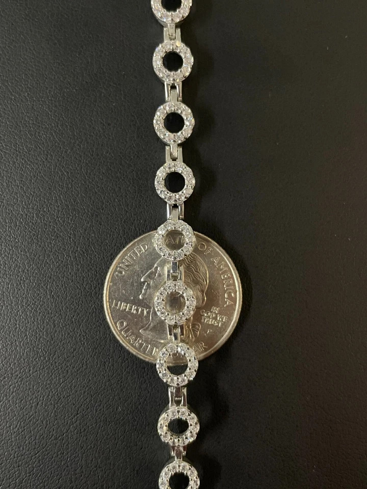 5ct Round Simulated Diamond Stunning Tennis Unisex Bracelet 14kWhite Gold Plated