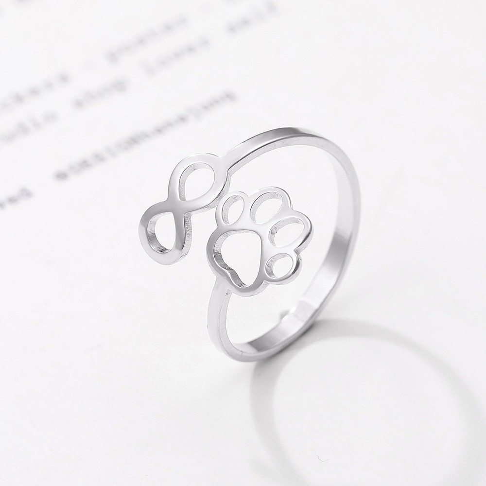 Fashion Geometric Creative Ring Women’s Stainless Steel Ring Adjustable Opening