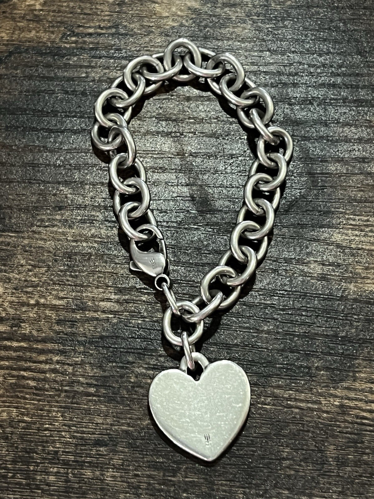 James Avery Retired Sterling Silver Cable Chain Bracelet with Large Heart Charm
